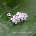 Titanium Cubic Zircon Internally Thread Cluster  Labret Ring Body Piercing